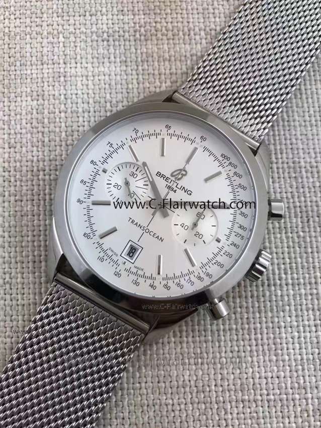 Breitling Transocean Silver Steel White Replica Watch